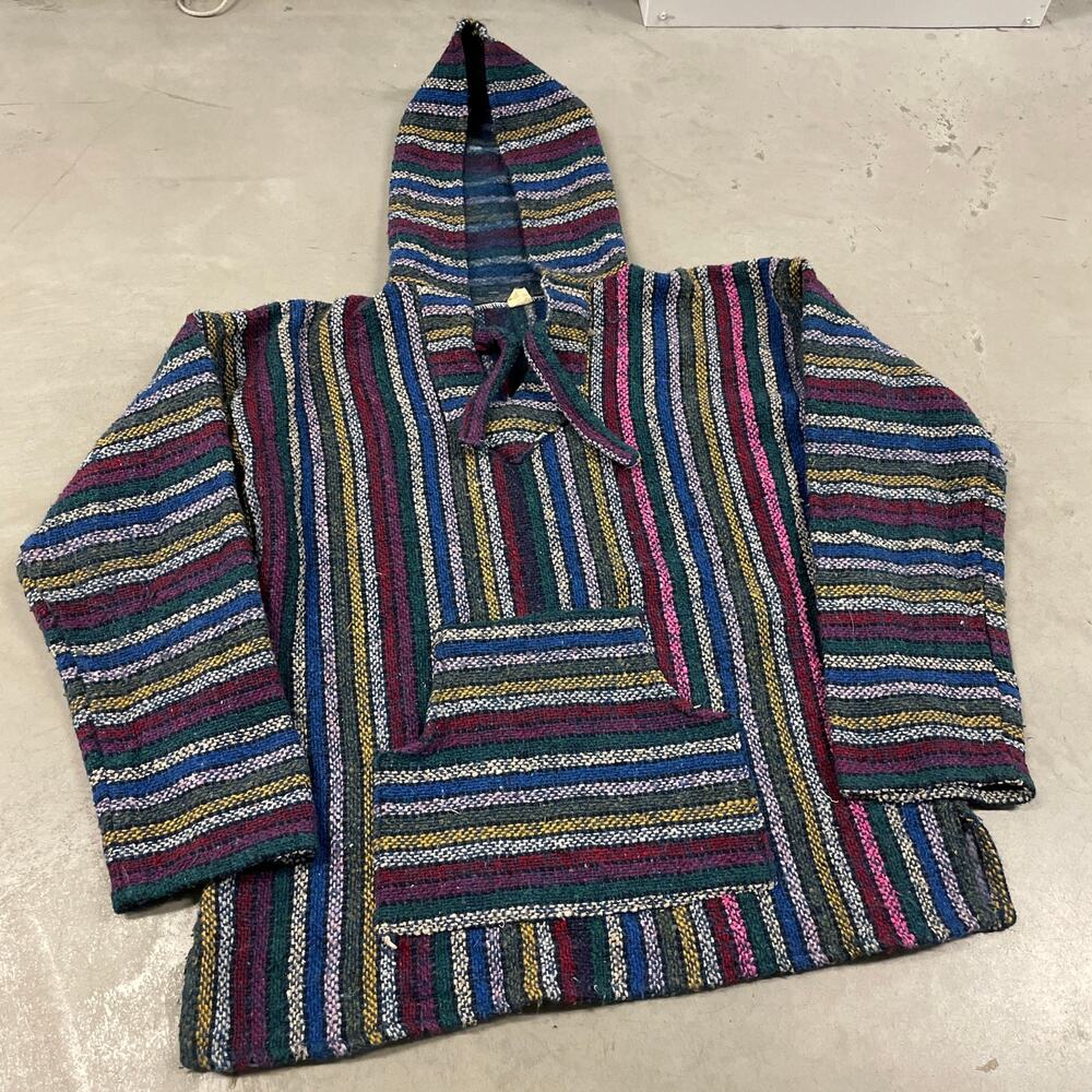 vintage 90s striped drug rug hoodie